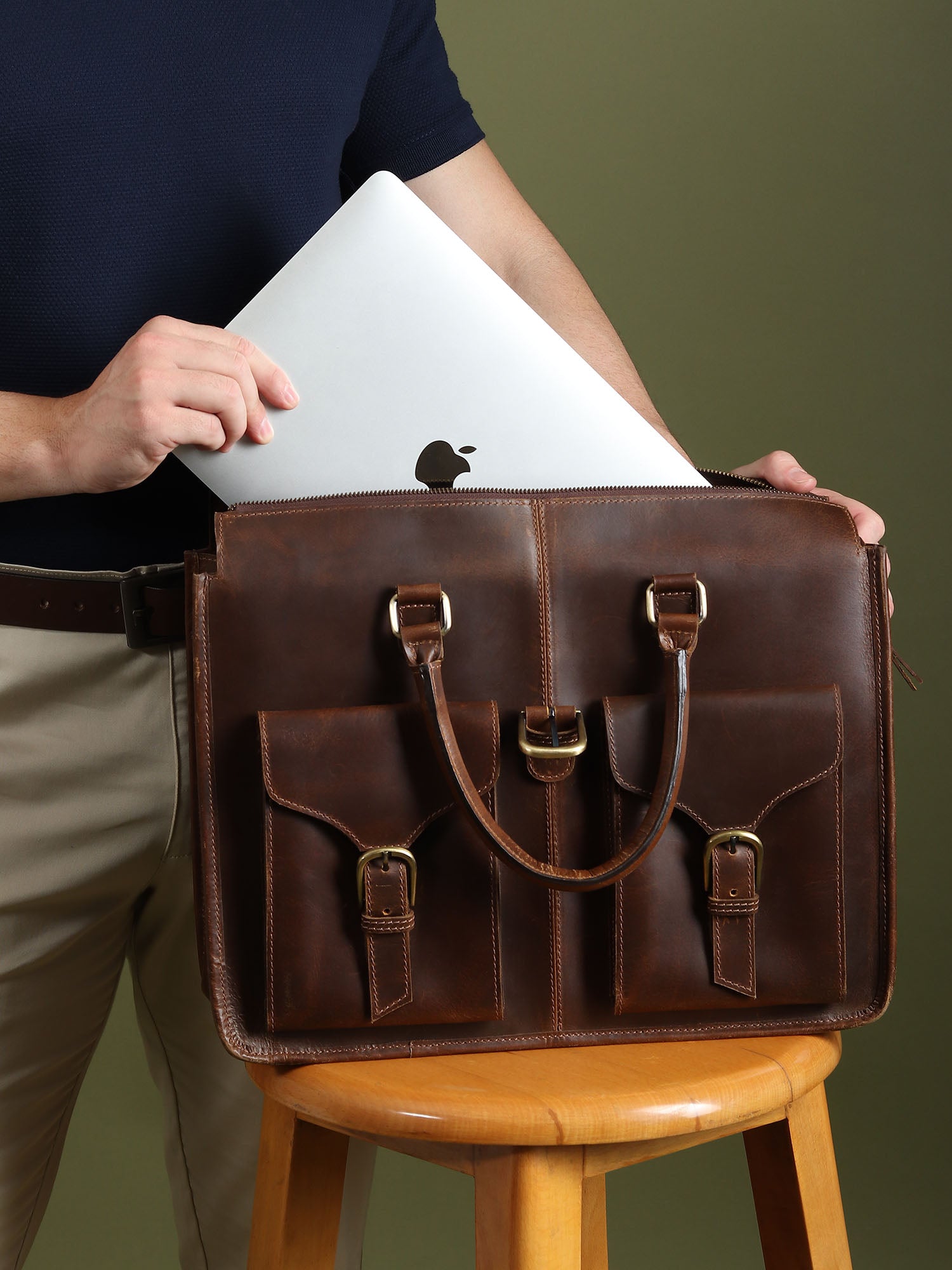 Garrison Leather Laptop Messenger Bag