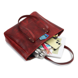 Handmade Everyday Leather Tote Bag – Full-Grain Leather for Women & Work