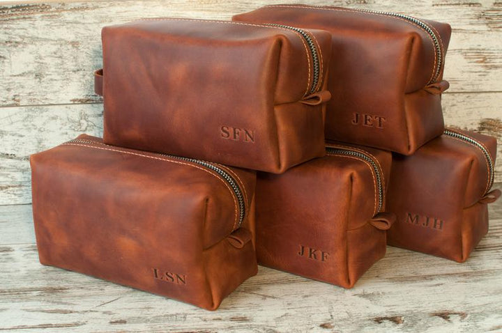 Personalised Groomsmen Gifts, Personalised Toilet Bags, Wedding Gifts, Leather Dopp Kit