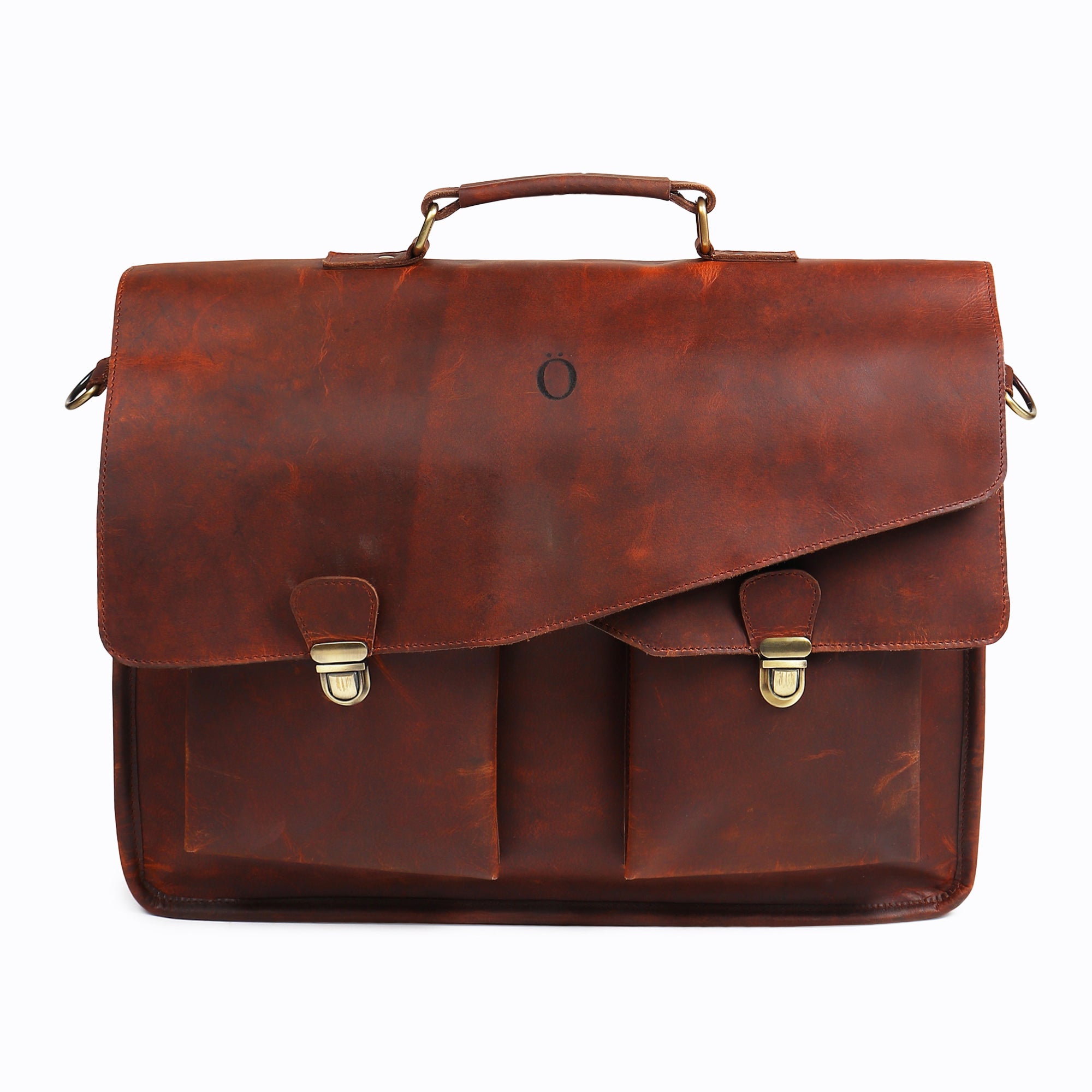 Handmade brown leather messenger laptop bag with adjustable strap – Dotch Bags