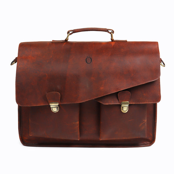 Handmade brown leather messenger laptop bag with adjustable strap – Dotch Bags