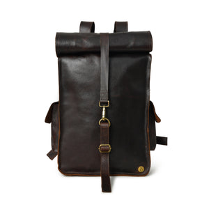107 Leather Rolltop Backpack- Plumb - DÖTCH CLUB