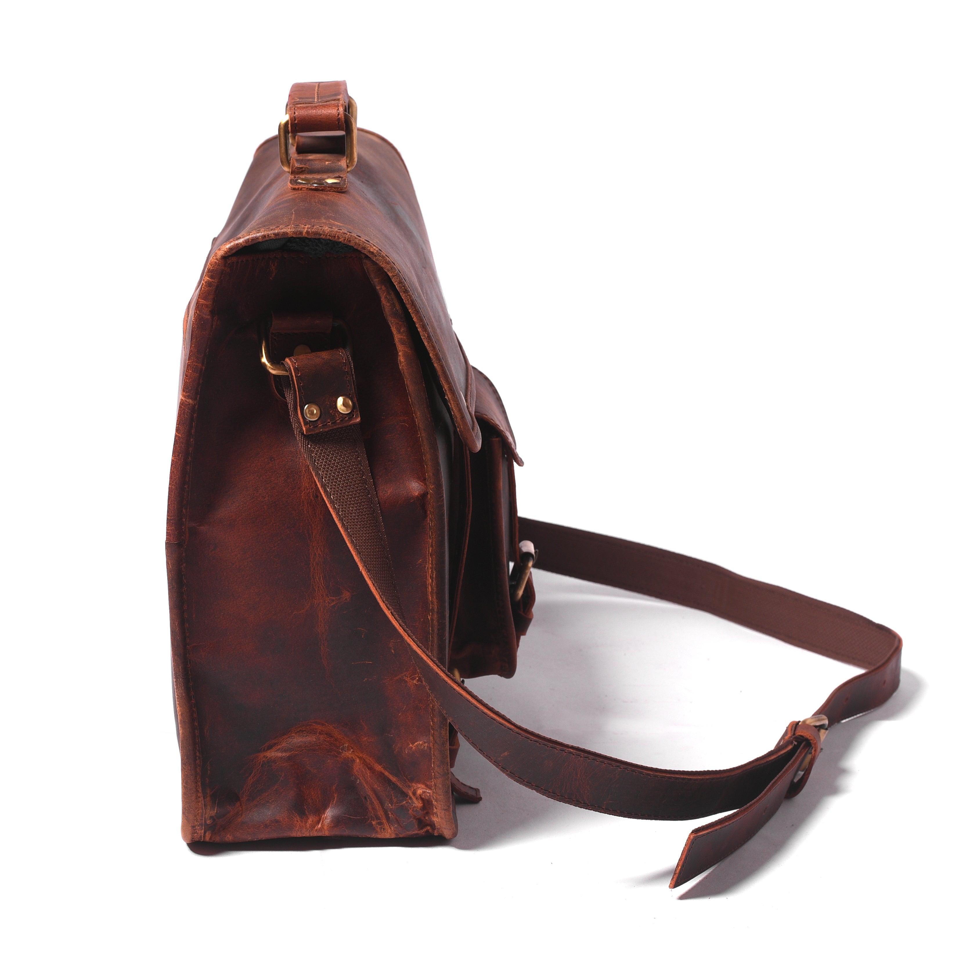 AlliLux Leather Box Messenger Bag